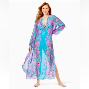 NWT Lilly Pulitzer Frey Maxi Cover Up Seaweed Samba Engineered  L/XL
